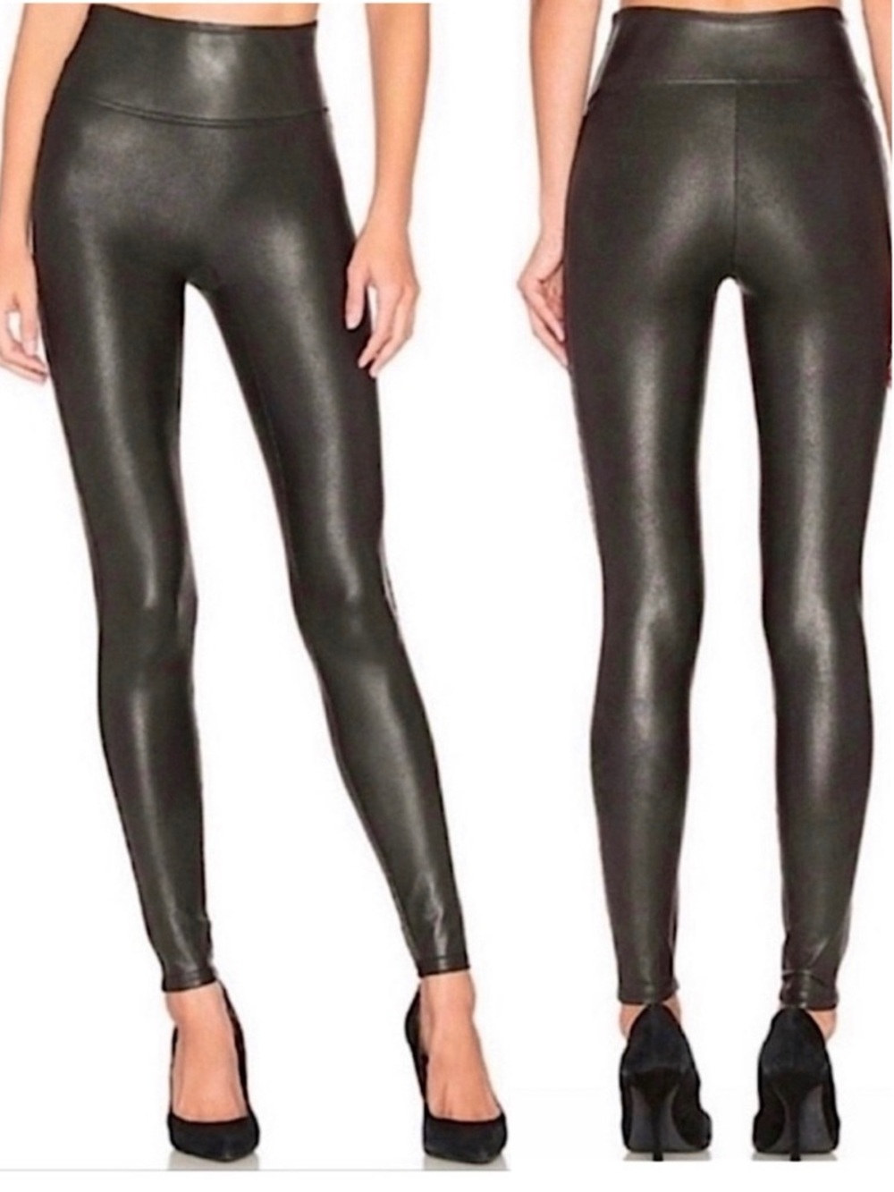 Spanx Faux Leather Leggings Black M High Rise Vegan Skinny Pants 2437 Revolve